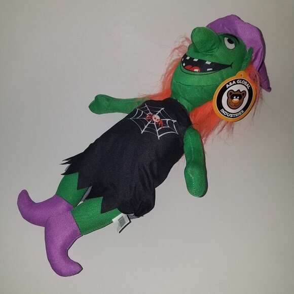 Green Witch Plush 18" Stuffed Animal Toy Halloween Orange A&A Global 2022 w/TAG - Picture 2 of 13
